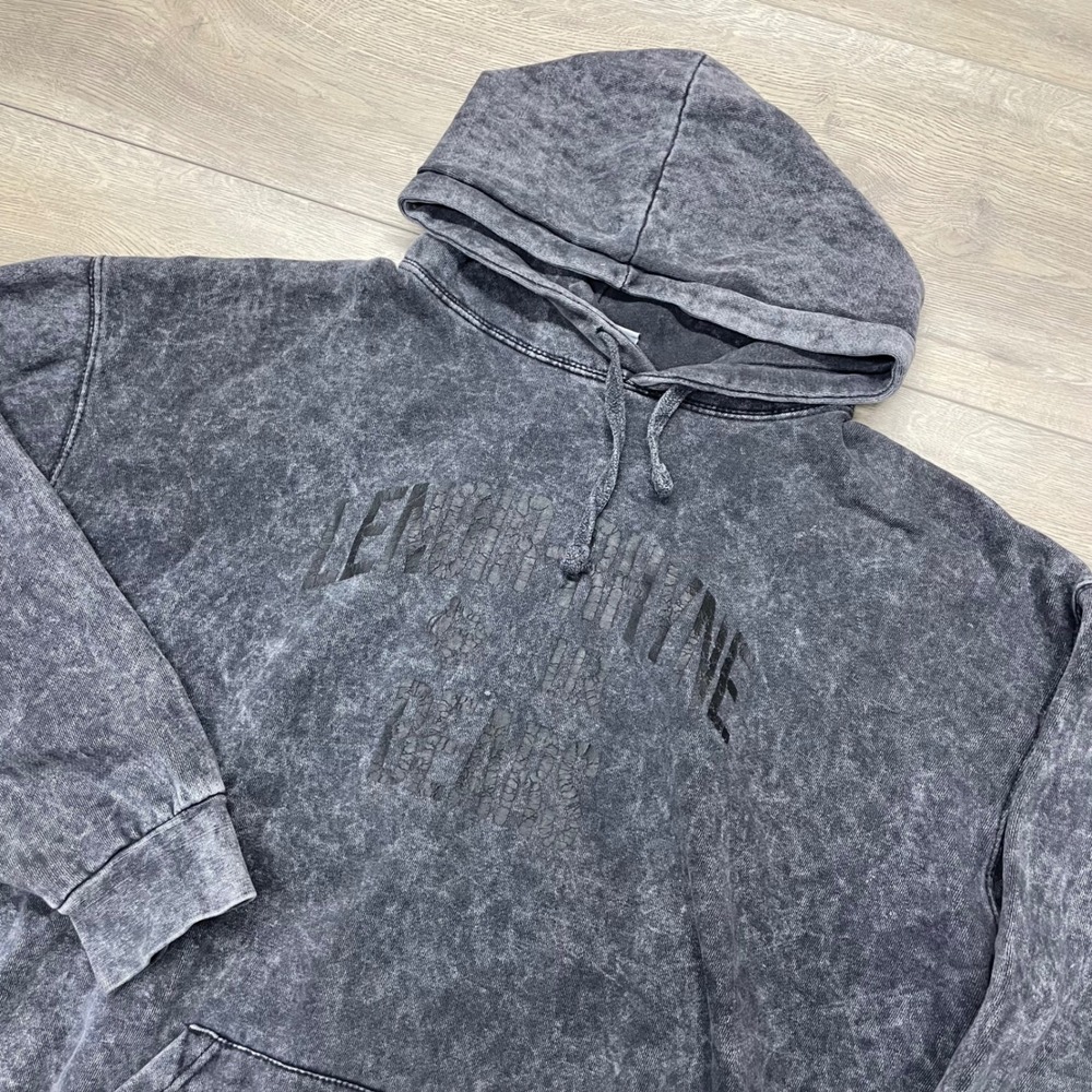 Lenoir-Rhyne Bears Colortone Hoodie Men XL Grey Acid Wash Distressed FAIR RIP